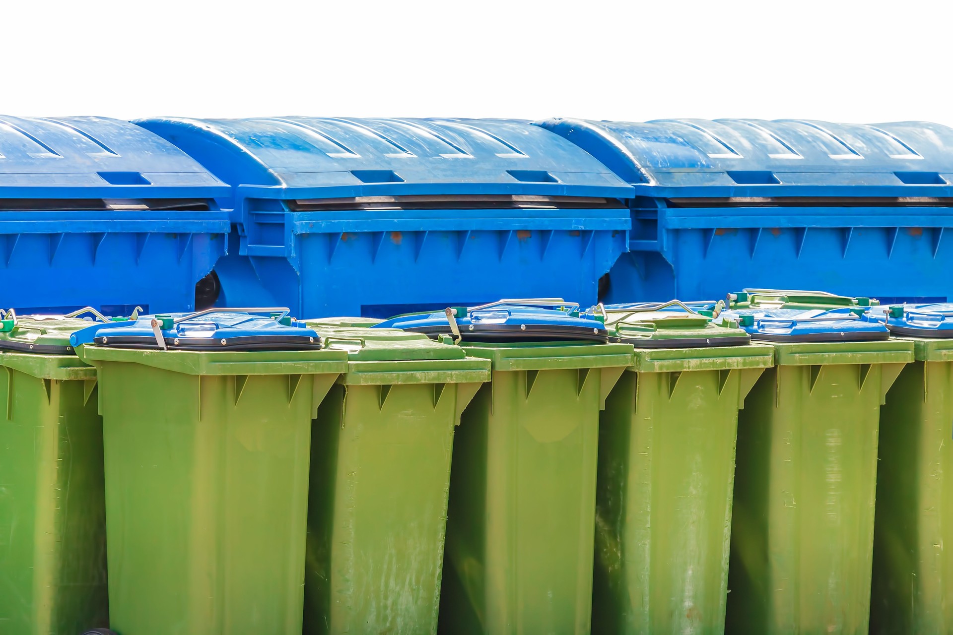 Large blue and small green waste containers